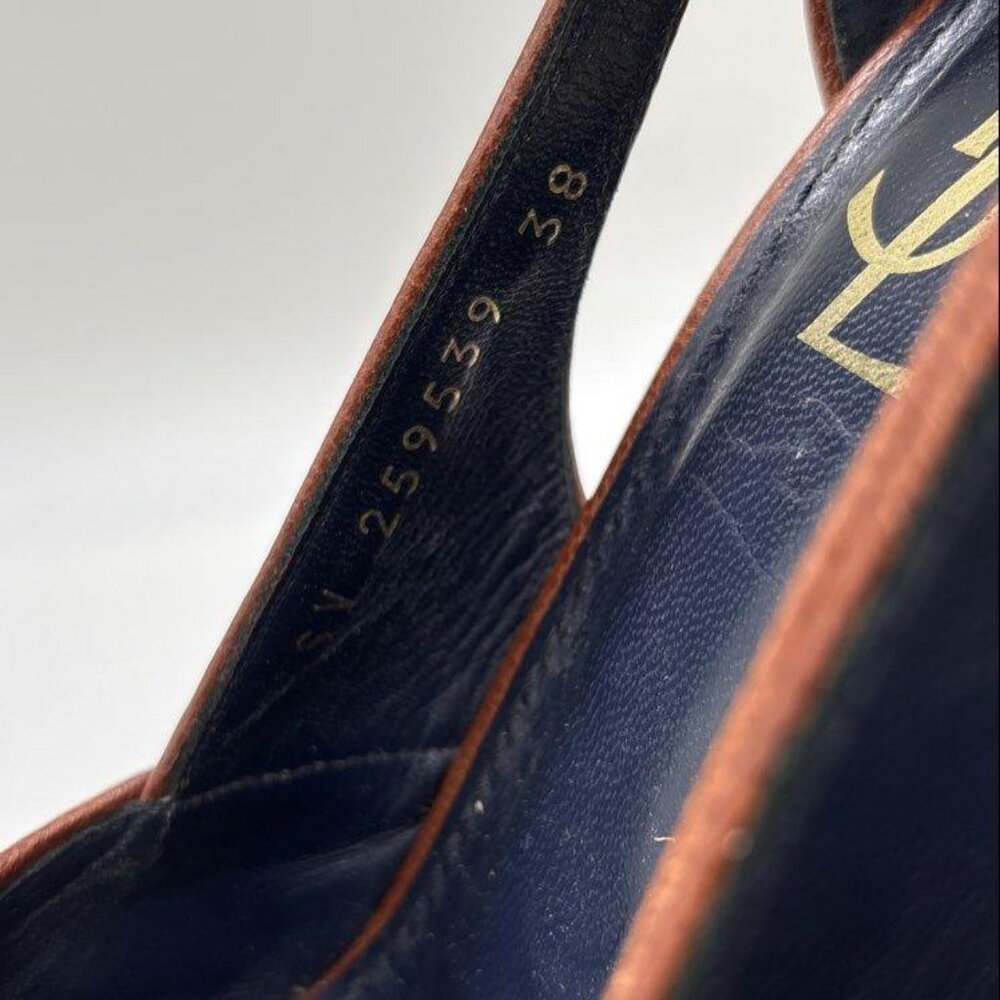 YSL Yves Saint Laurent Deauville 105 Canvas Cork Platform Wedge Sandals - Picture 6 of 9